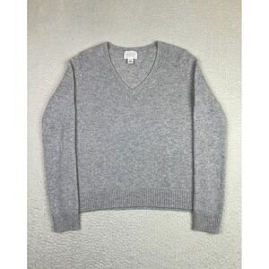 Caslon Sweater Womens Small Gray 100% Cashmere V Neck Long Sleeve Knit Pullover